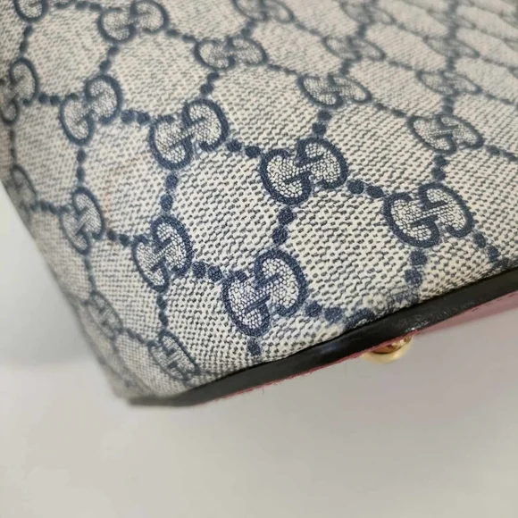 GG Supreme Monogram Linea A Foldover Tote Beige Blue Hibiscus Red - Picture 5 of 16